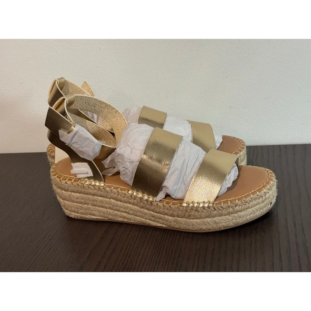 The Drop Listilla Espadrille Wedge Sandal Women 8.5 Gold Metallic Platform